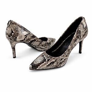 Karl Lagerfeld Royale Leather Snakeskin Print Pumps Size 6 NWT Pointed Toe Heels